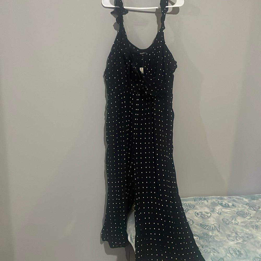 NWT Madewell sz 22 polka dot jumpsuit ruffle front faux wrap - Picture 2 of 8